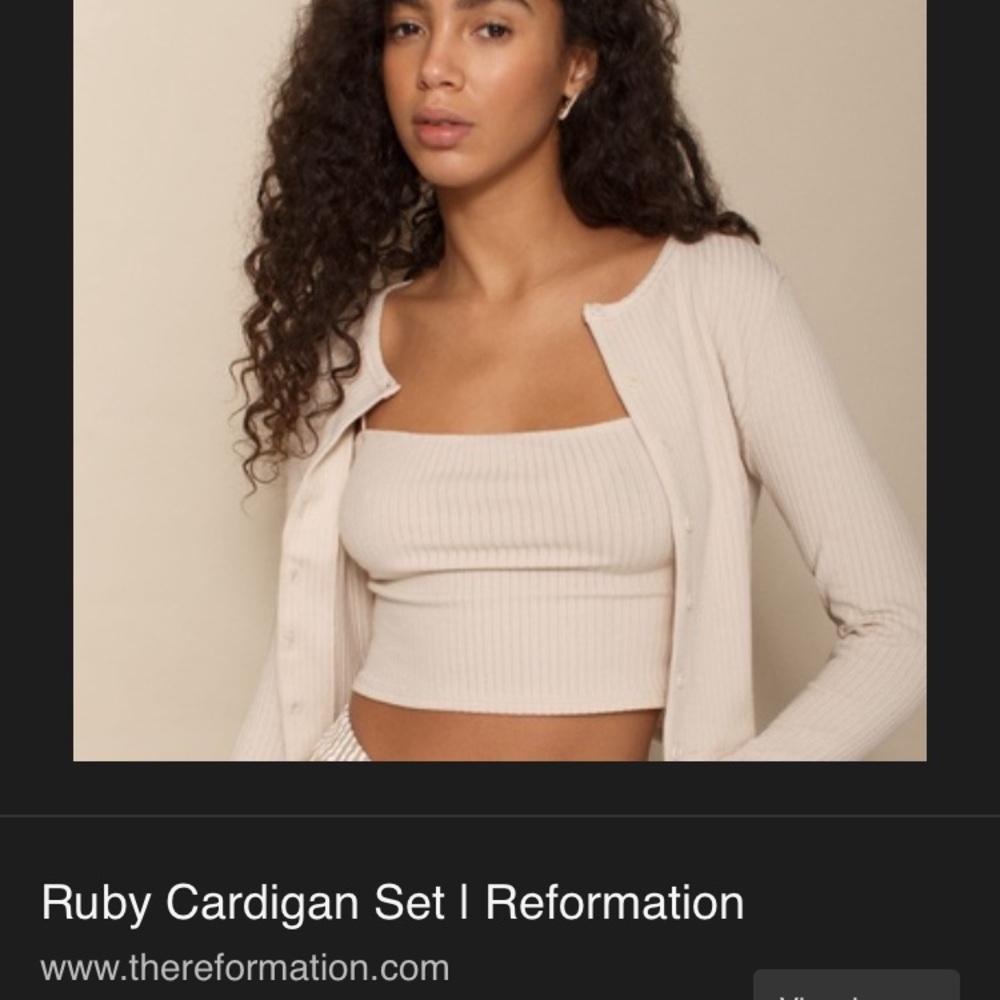 ISO ruby cardigan set reformation